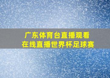 广东体育台直播观看 在线直播世界杯足球赛